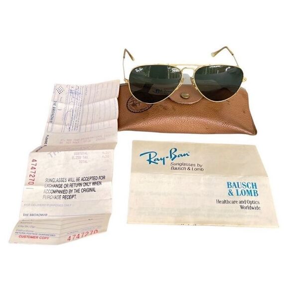 Authentic Vintage Ray-Ban Aviator Sunglasses With Orignal Case, Receipt & More - Picture 7 of 16